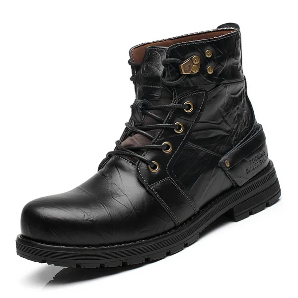 

Men Tactical Combat Shoes Leather Martin Boots EU 38-44 New England Men Winter Casual Lace-Up Shoes 2019