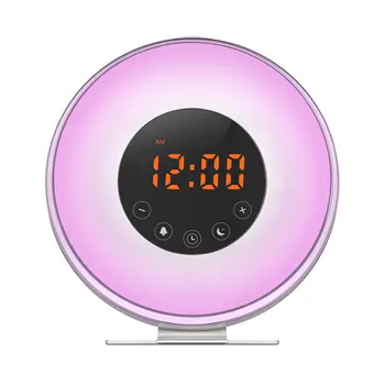 

Fm Radio Sleep Time Display 7 Color Led Night Lights Usb Power Supply Six Natural Sounds Digital Alarm Clock