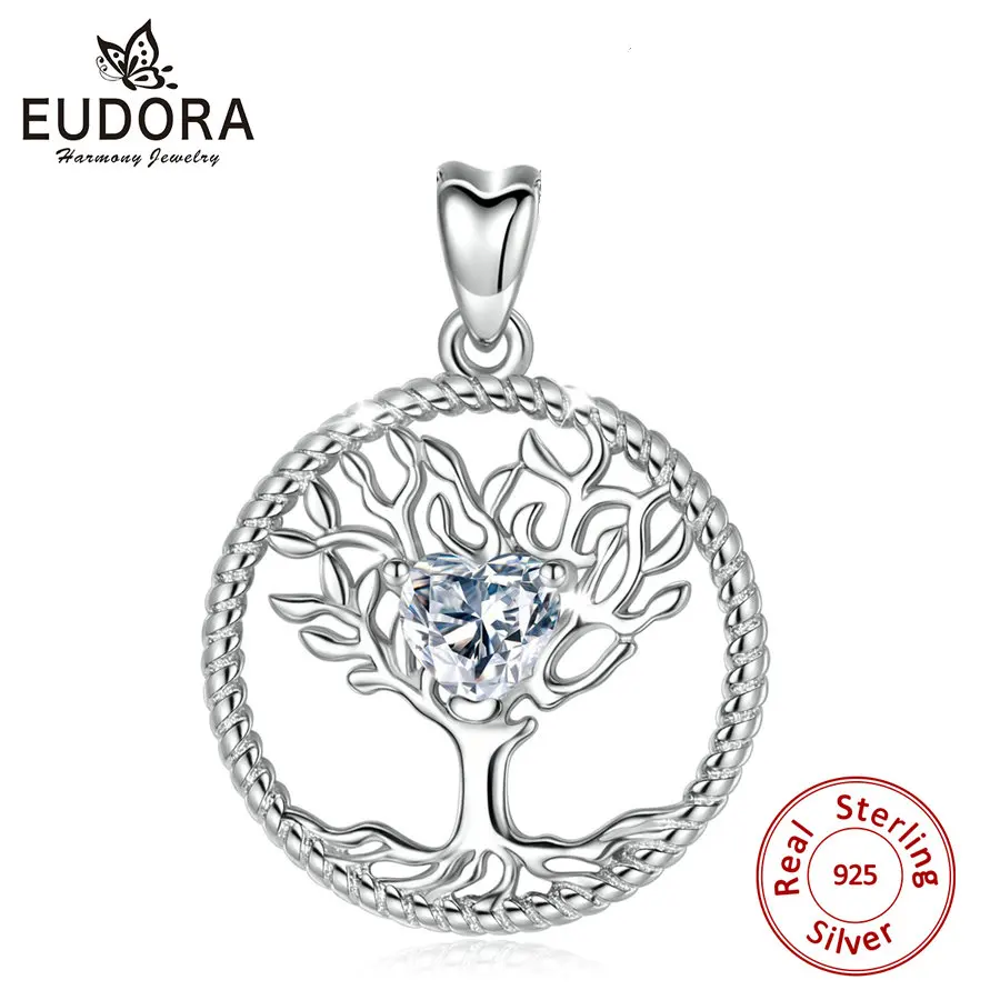 Серебряное ожерелье с подвеской из стерлингового серебра EUDORA, ожерелье с подвеской, ожерелье с кристаллом CZ, подарок на день рождения D447 - Окраска металла: only pendant