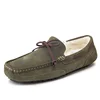 Mens Loafers Plush Suede Shoes Men Driving Shoes Casual Brand Winter Warm Fur Man Moccasins Slip on Driving Flat Male Boat Shoes