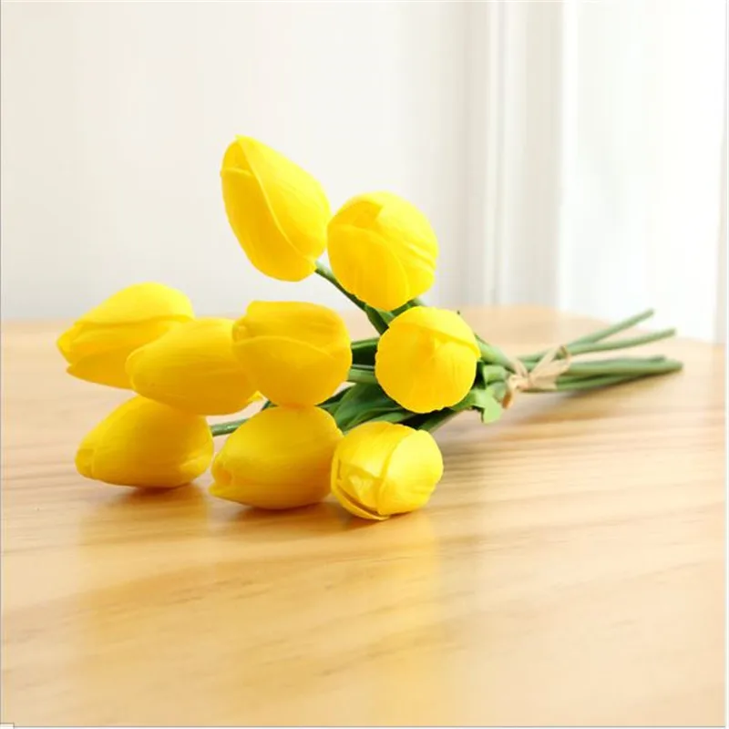31 шт. ПУ мини тюльпаны как настоящие Искусственные цветы букет искусственных цветов для свадебного украшения дома вечерние цветы