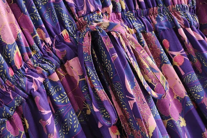 Богемное шикарное летнее винтажное мини-платье с цветочным принтом для женщин модное плиссированное платье на завязках для отдыха vestidos mujer
