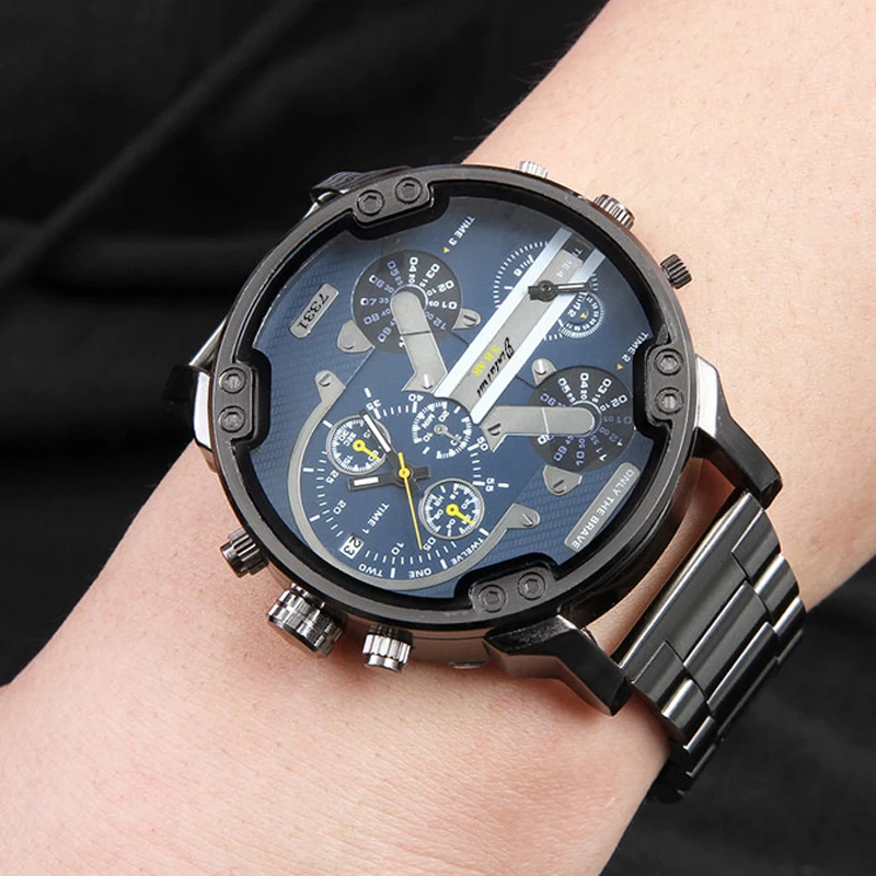 Лидирующий бренд, Роскошные мужские часы с большим циферблатом, военные кварцевые часы, повседневные спортивные деловые металлические наручные часы, мужские часы - Цвет: jintairui 7
