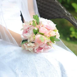 Artificial Holding Flowers Simple Bouquet Rose Silk High End Wedding Party Bride Home Table Plant Decoration