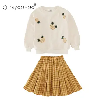 

Autumn Baby Girl Clothes Pineapple Pattern Sweater + Skirt Cute Children Tracksuit Kids Clothes For Girls For 4-12 Years Old