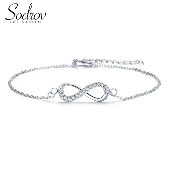 

Sodrov Silver Bracelet Jewelry 925 Silver Sterling For Women Chain & Link Fine Geometric Lucky 8 Chian Bracelet