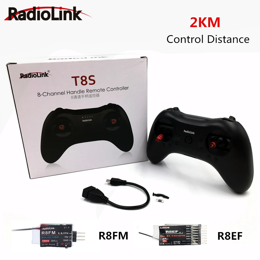 

Radiolink T8S FHSS 8CH RC Handle Transmitter with R8FM R8EF 2.4GHz Receiver Support S-BUS PPM for RC Drone RC Boat Car