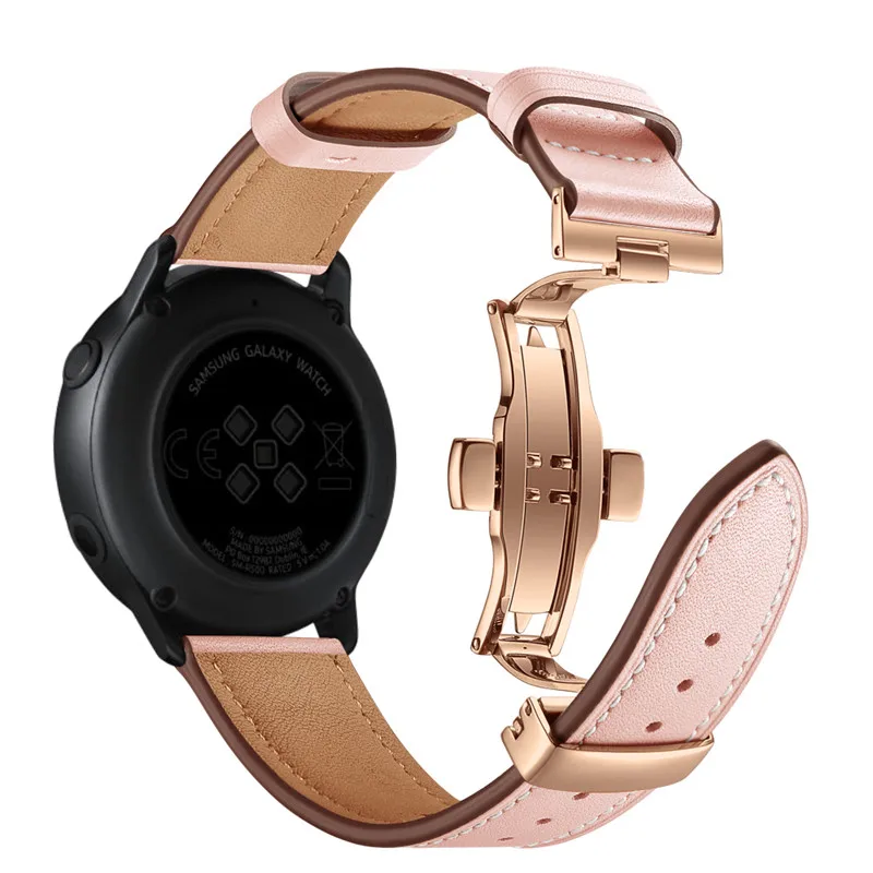 Кожаный ремешок для samsung Galaxy Watch active Band 20 мм ремешок Браслет замена для Galaxy active2 40 мм браслет металлическая пряжка