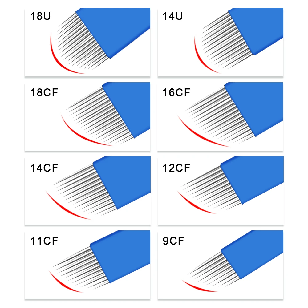 Biomaser 100 шт 0,18 мм 14Pin микроблейдинг ИГЛЫ Перманентный макияж ручные иглы для татуажа бровей лезвие для татуировки ручка машина