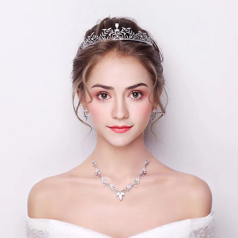Женская свадебная тиара SLBRIDAL винтажная серебряного цвета с фианитами корона для