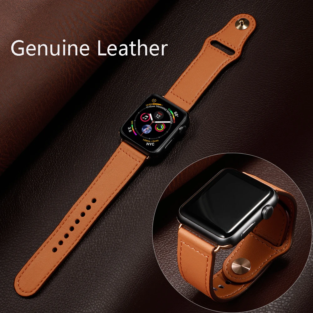 

watchband strap For apple watch band Leathe iwatch band 42mm/38mm 44mm 40mm Genuine Leather bracelet for apple watch 4 3 2 1