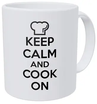 

Keep Calm And Cook On Chef Hat 11 Ounces Funny Coffee Mug