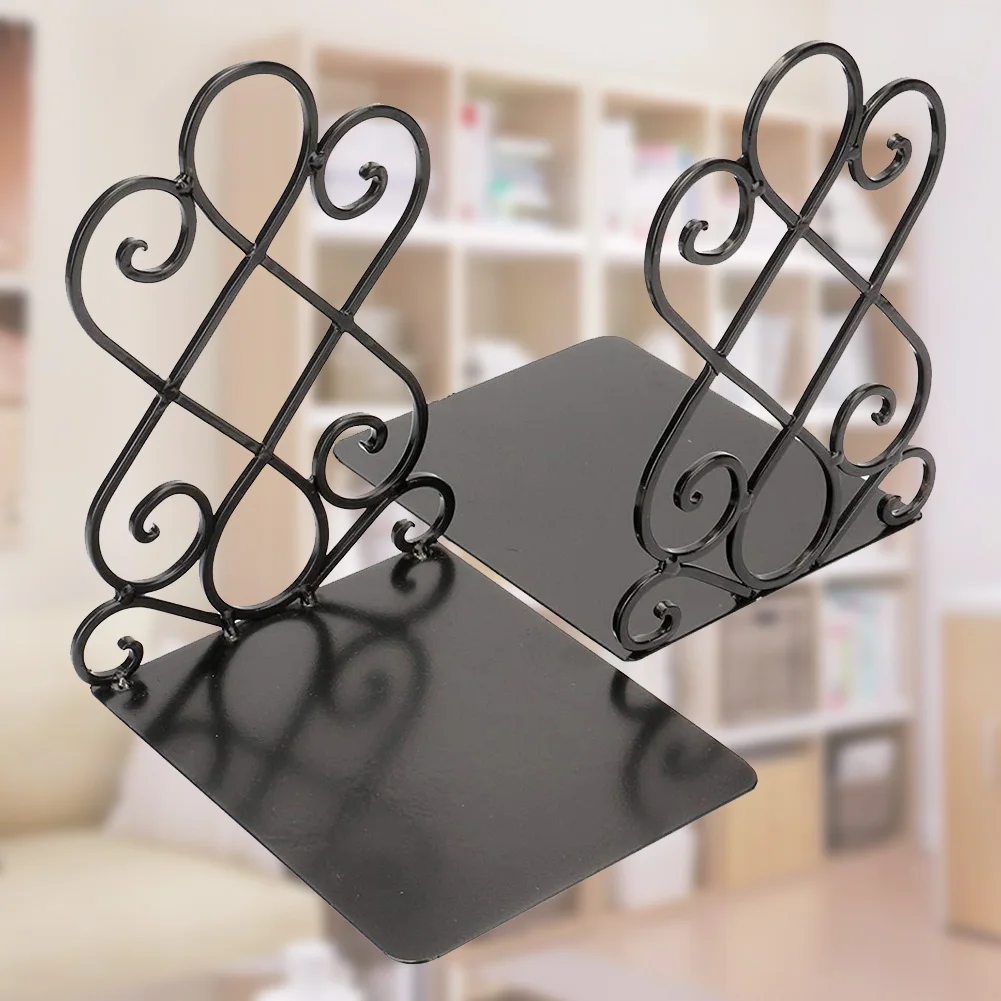 

1pair Desktop Organizer Stationery Storage Iron Stand Holder School Home Office Student Book End Documents Shelf Support Kids