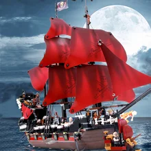 Cheap Compatible 4195 Queen Anne's revenge Pirate of the Caribbean Ship Building Blocks Set 16009 Children Toys gifts LegoingLYS Movie