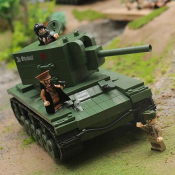 

New 818pcs WW2 Military Building Blocks Soviet Russia Kv-2 Heavy Tank Model Compatible Ww2 Weapon Bricks Toys For Boy