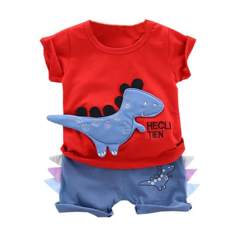 

Kid Clothes Summer Baby Boys Clothes Short Sleeve Dinosaur Print Tops T-shirt+Shorts Fashion Children Clothing Sets 2019 #E