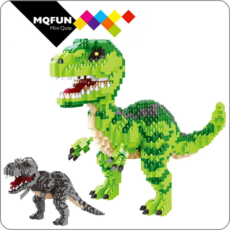 

Balody 1457pcs+ Mini Blocks Green Dinosaur Dragon animal Building Toy Tyrannosaurus Model Park Figure Toys for Children Gifts