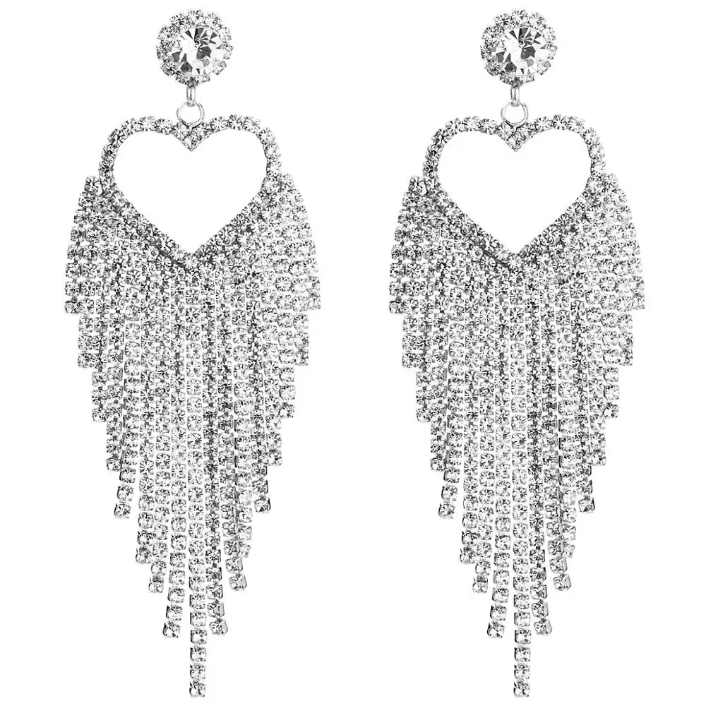 Girlgo 20 дизайнерских висячих сережек из белого стекла с кристаллами для женщин, яркие прозрачные сережки с кисточками, свадебные ювелирные изделия для ушей - Окраска металла: 15