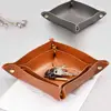 60% Hot Sale Fashion Key Storage Box Multi-purpose Snap Button Design Faux Leather Desktop Jewelry Cosmetic Plate Tray for Home 2