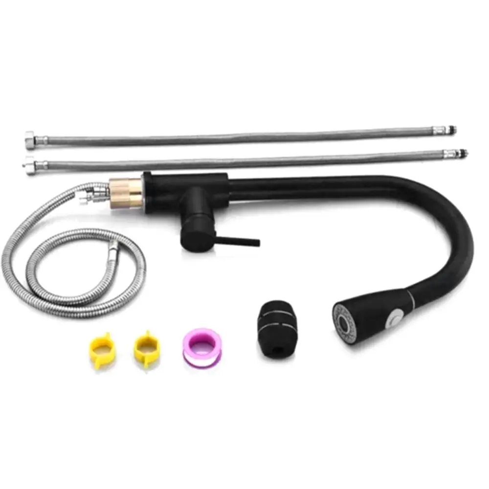 Copper Kitchen Faucet Sink Hot and Cold Rotatable Black Faucet Household Kitchen Sink Accessories Copper Kitchen Faucet Sink Hot and Cold Rotatable Black Faucet Household Kitchen Sink Accessories