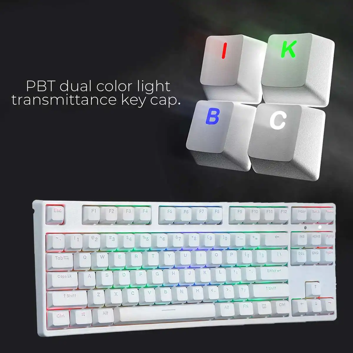 87 ключ NKRO USB Проводная RGB подсветка переключатель Gateron PBT двойная съемка клавиатуры Механическая игровая клавиатура для E-sport офиса ПК ноутбука