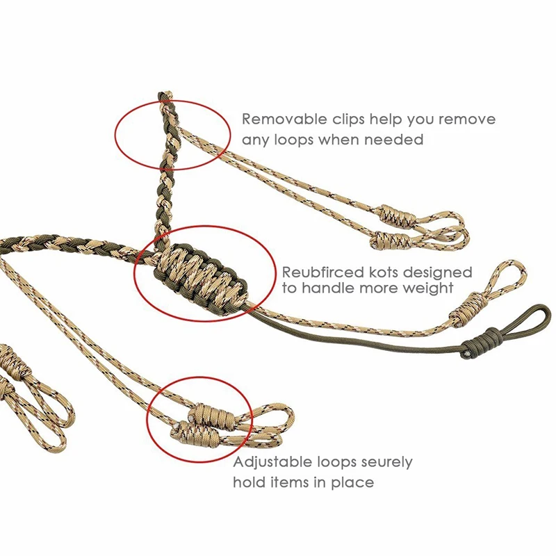 Утка охотничьи приманки веревка утка игра вызов ремешок с 12 регулируемыми петлями ремешок-держатель ручной Плетеный 550 Паракорд