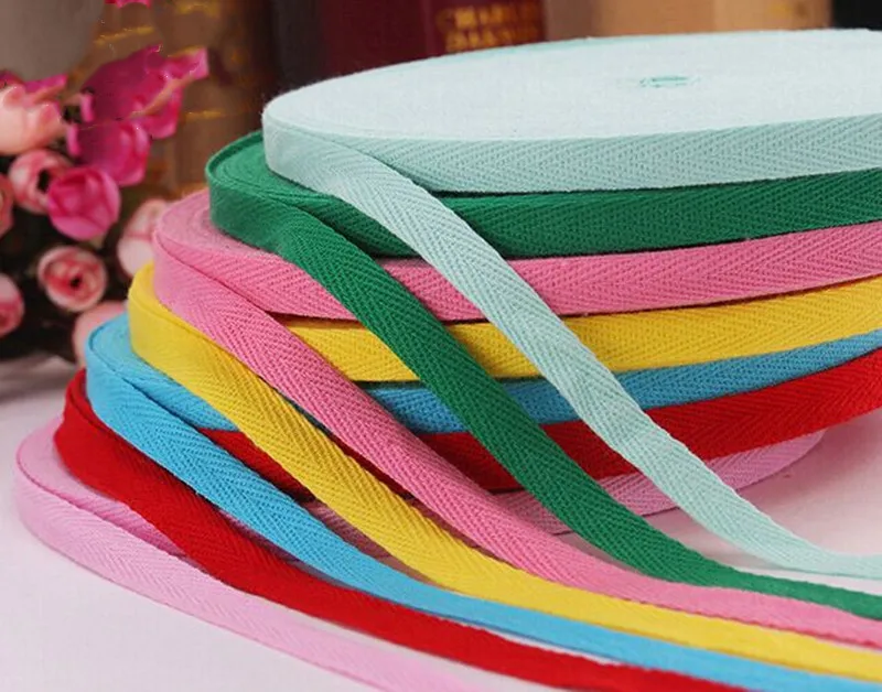 50yards/lot 10mm 24 Colors Herringbone/ Twill Cotton Tape/Cotton