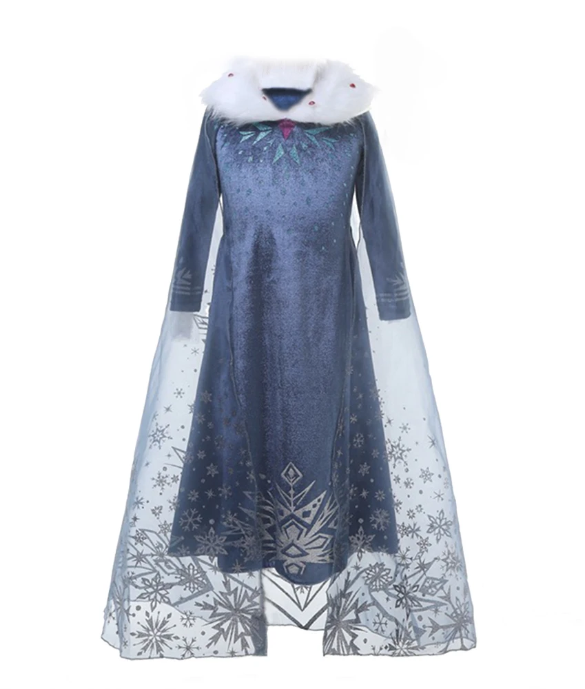 Navy blue Сетчатая мантия Эльзы; платье принцессы для костюмированной вечеринки; вечерние платья для дня рождения - Цвет: Navy blue