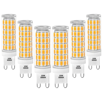 

10W G9 LED Light Bulb Halogen Lamp Replacement 900Lm SMD5730 Flicker Free Warm White 3000K AC100-265V Not Dimmable CE ETL 6 Pack