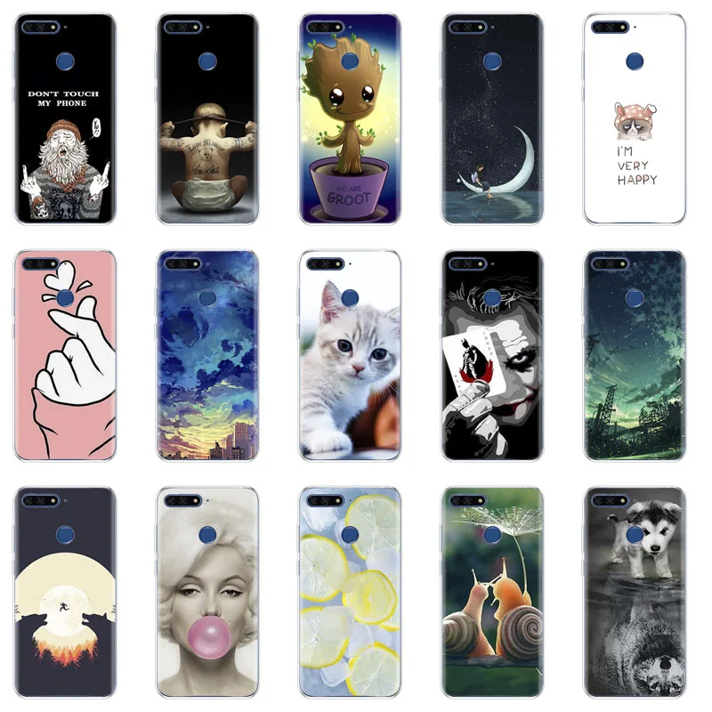 Silicone case For Huawei Honor 7C 5.7 Inch Case Cover Soft TPU Cute Back Protective Phone honor 7c Aum-L41 | Мобильные телефоны и