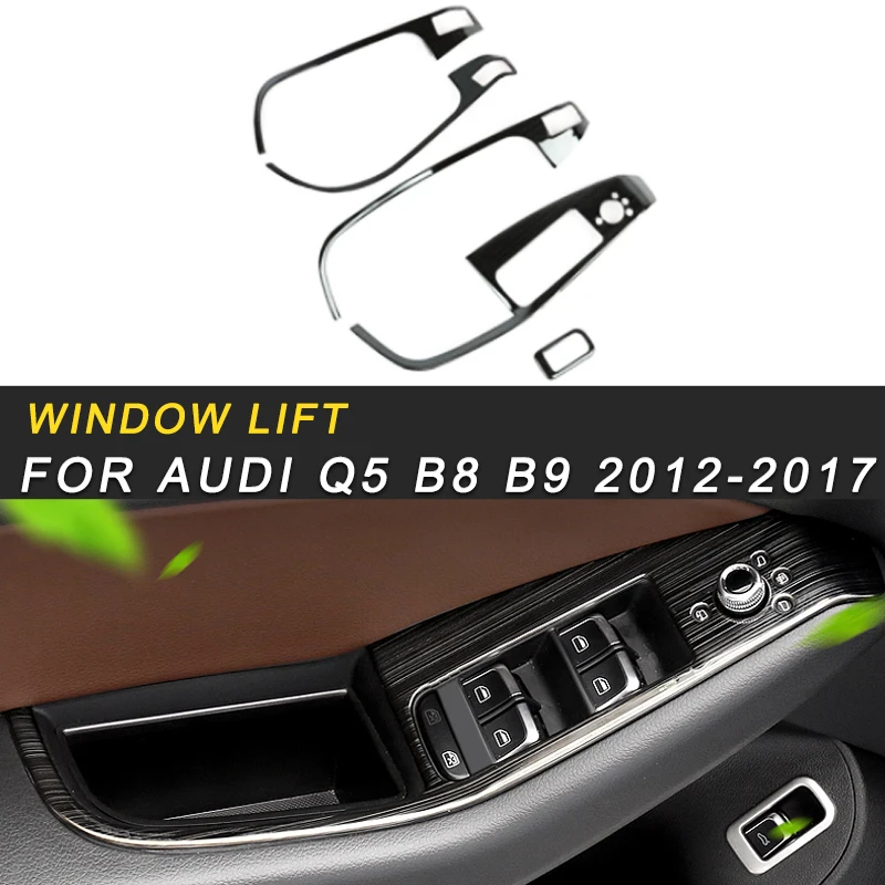 

Car Door Gate Window Control Panel Frame Cover Chrome Trim Sticker Interior Accessories For Audi Q5 B8 B9 2012-2017