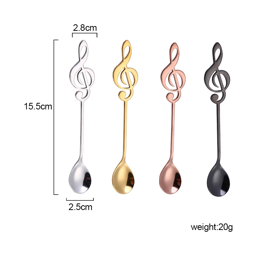 Kitchen Tools Coffee Scoops Mixing Tableware Dessert Musical Note Shape Stainless Steel Home Multifunctional Portable Spoon