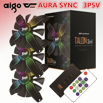 

darkflash Aigo Computer PC Case Fan RGB Adjust LED Fan Speed 120mm Quiet Remote AURA SYNC Computer Cooler Cooling RGB Case Fans