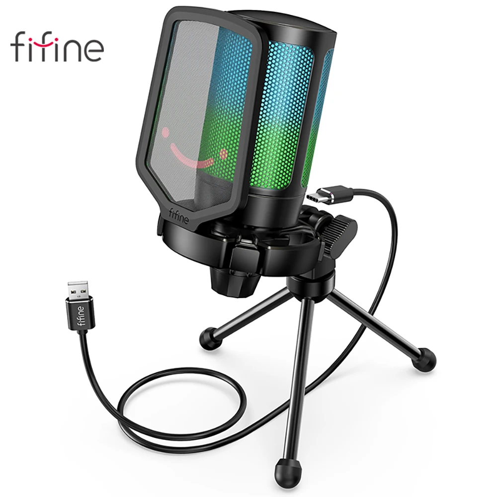 FIFINE ampligame USB микрофон для игровой потоковой передачи с поп-фильтром