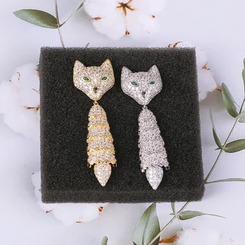 

Fox Drop Earring Fashion Women Brass Plating Jewelry Paved Zirconia Long Earring Wedding XIUMEIYIZU Brand Design Animal Jewelry