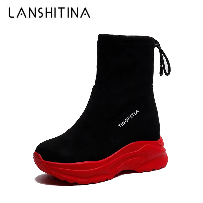 

2019 Autumn Ankle Boots Woman Casual Elevator Wedge Platform Sneakers Suede Leather Breathable Short Boots Women Winter Boots