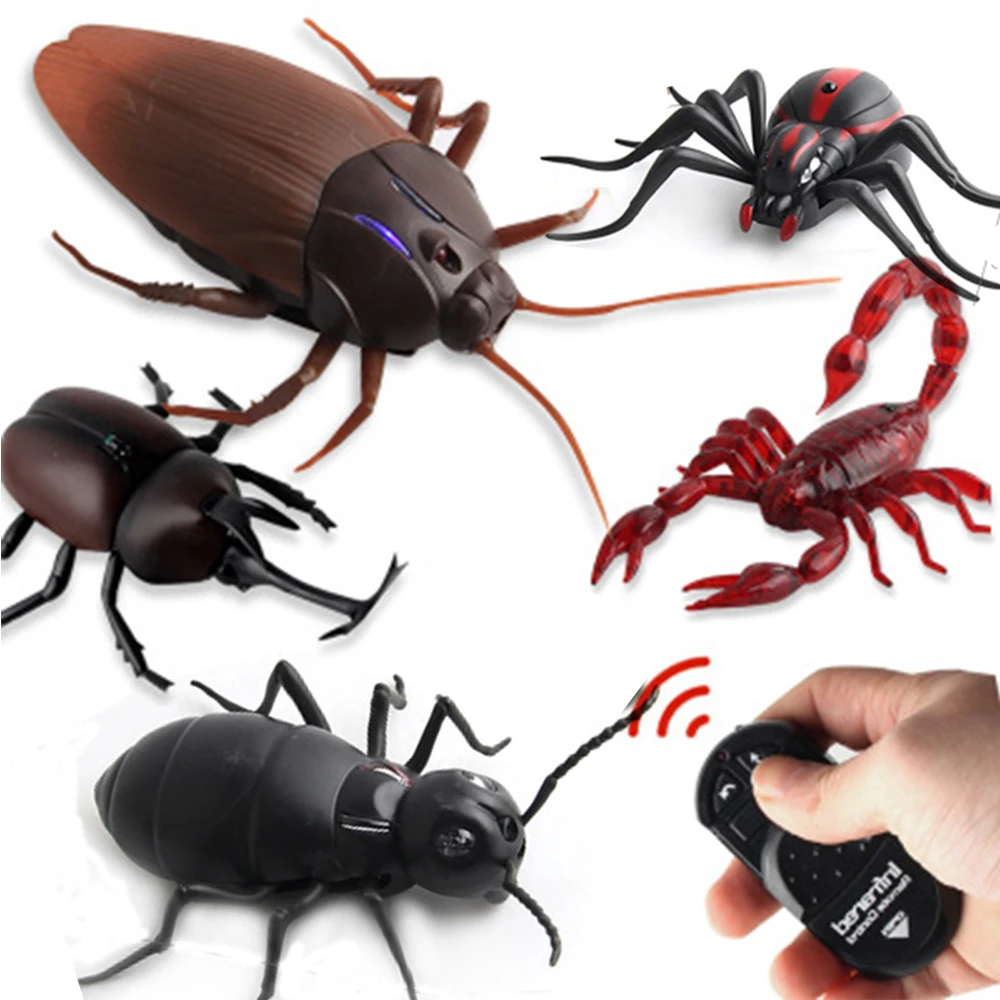 Control remoto de infrarrojos insecto cucaracha simulación Animal espeluznante araña broma divertido RC niños juguete para regalo de alta calidad, envío de la gota