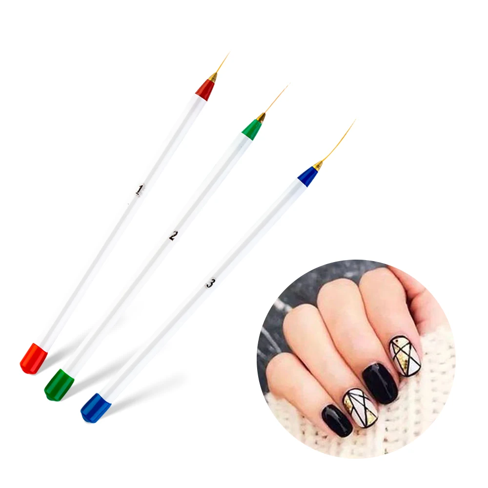 

3pcs/set Nail Art Brush Printing Pen Flower Design Acrylic French Painting Brush Stripes Lines Liner Drawing Pen Manicure Tools
