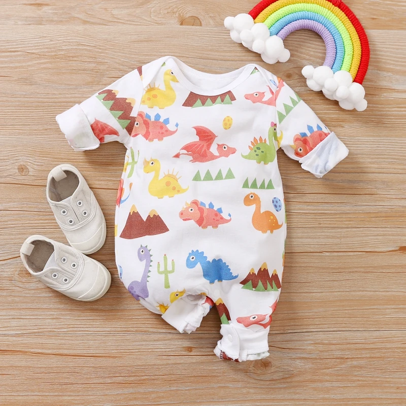 

PatPat 2020 New Spring and Autumn Baby Dinosuar Allover Jumpsuits for Baby Boy Clothes
