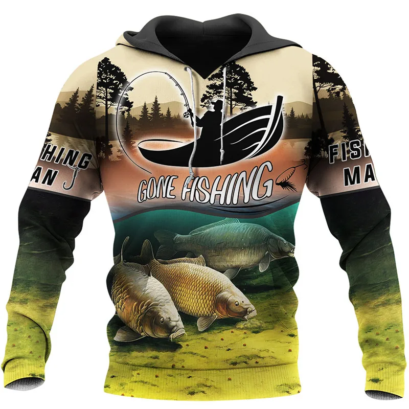 

New casual 3D all-printed fun fishing man-friendly sweatshirt hoodie zipper hoodie fashion Harajuku street casual pullover
