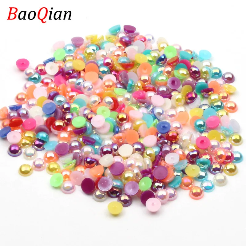 

Multi-color Acrylic Beads DIY Half-face AB Multi-color Semi-circle Beads Making Holiday Decoration Scraping Jewelry Accessories