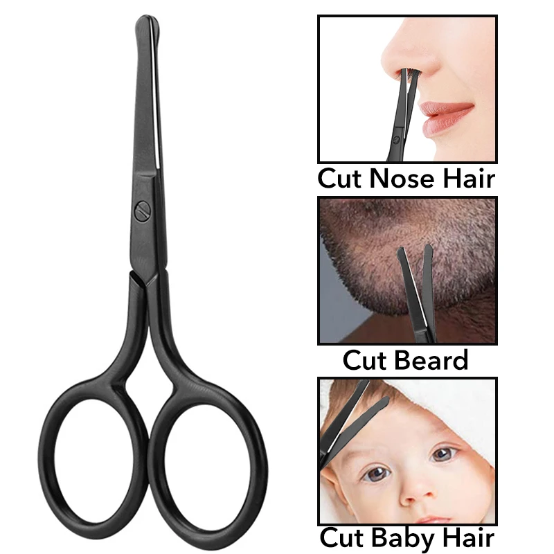 1Pc Stainless Steel Nose Hair Scissors Eyelash Facial Hair Straight Round Tip For Eyebrows Nail Beard Manicure Makeup