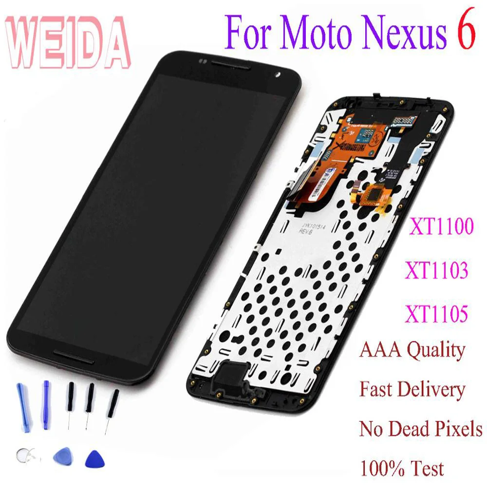 ЖК дисплей Amoled для Google Moto Nexus 6 XT1100 XT1103 XT1105 сенсорный экран в сборе с рамкой 5 96