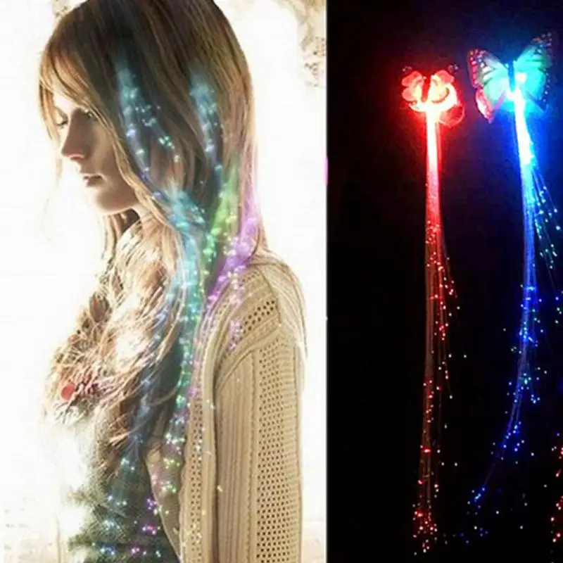 

Colorful Butterfly Light Braids LED Wigs Glowing Flash LED Hair Braid Clip Haripin Decoration Ligth Up halloween hair accessori