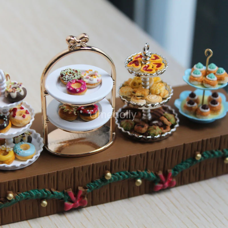 Doll House Toys Kitchen Toys Pretend Kitchen Toys Pretend Food Toys 1/12 Scale Miniature Dollhouse Cake Stand Mini Donuts For BJD Food Toy OB11 Doll House Kitchen Accessories Toy