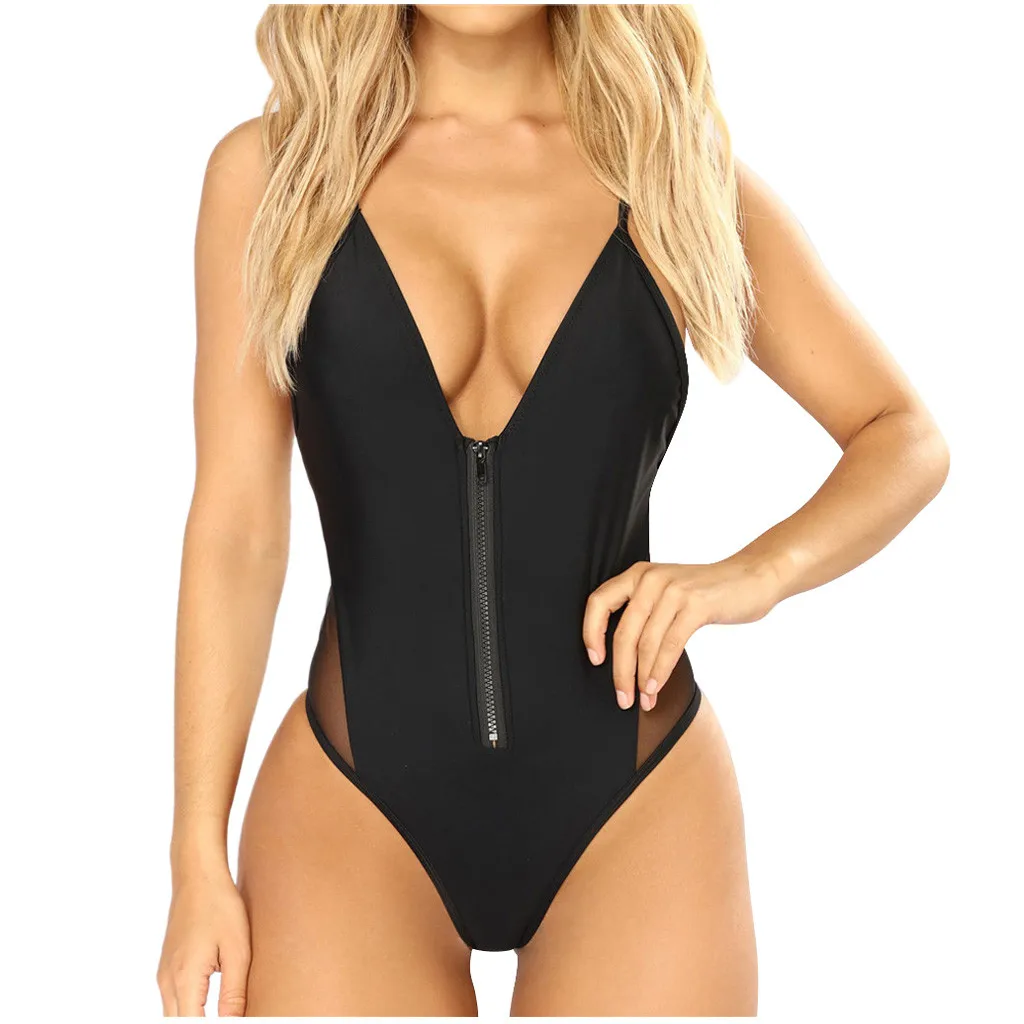 

Sexy bikini push up swim suit solid color mesh Patchwork swimsuit women swim suit women one piece hojas bikinis 1209#3