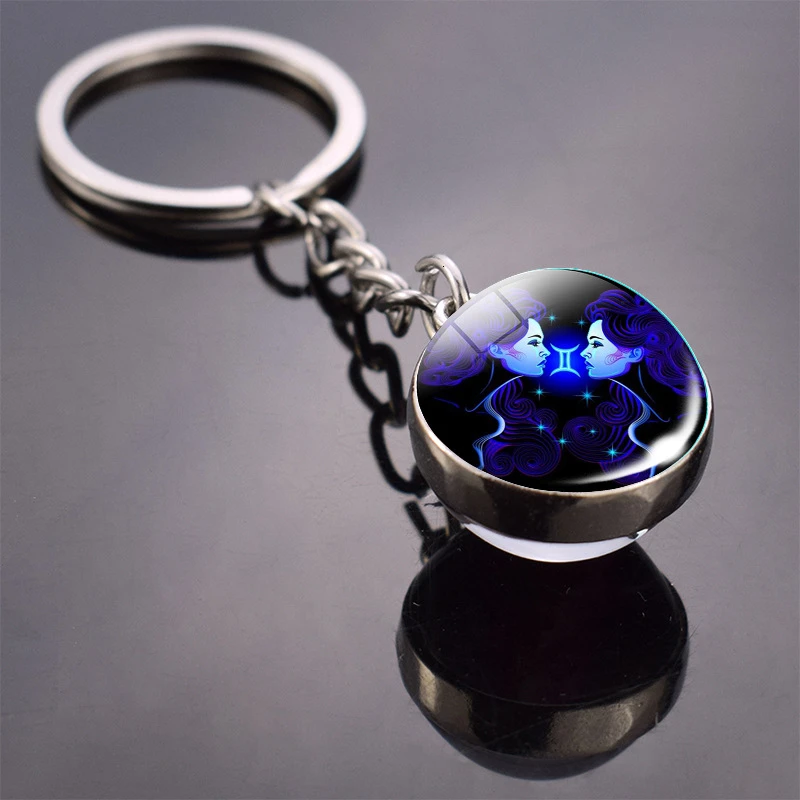 Fashion-12-Constellation-Keychain-Sphere-Ball-Crystal-Double-Side ...