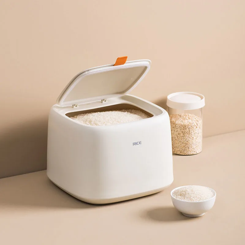 

10KG Plastic Rice Storage Box Large-capacity Home Moisture-proof Flip Rice Bucket Multifunctional Sealed Rice Storage Container