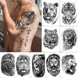 Herb Small Full-Arm Waterproof Temporary Tattoo Sticker Tiger Lion Half-Arm Fake Tattoo Body Art Sticker Men Women Flower Arm