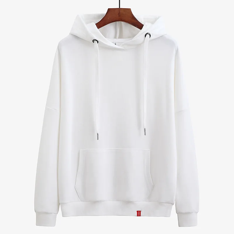 Женская толстовка с капюшоном белая Повседневная Толстовка длинным рукавом и